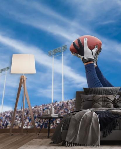 NFL Player Catching Ball with Crowd Backdrop Wallpaper NFL Player Catching Ball with Crowd Backdrop Wallpaper