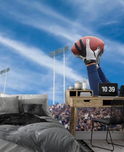 NFL Player Catching Ball with Crowd Backdrop Wallpaper NFL Player Catching Ball with Crowd Backdrop Wallpaper