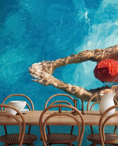 Vista aérea do papel de parede do nadador Vista aérea do papel de parede do nadador