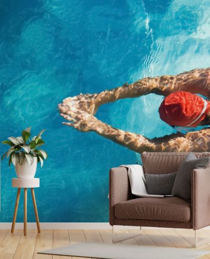 Fondo de pantalla de vista aérea del nadador