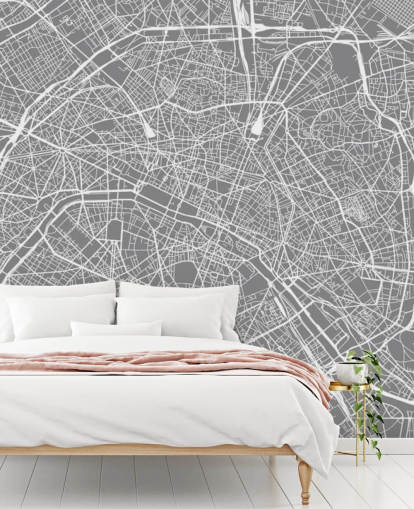 Grey and White Paris Map Wallpaper Grey and White Paris Map Wallpaper