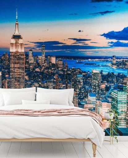 New York Rose Gold and Blue Tints Wallpaper
