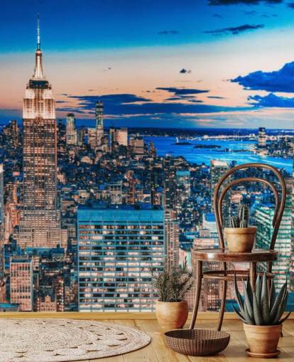 New York Rose Gold and Blue Tints Wallpaper