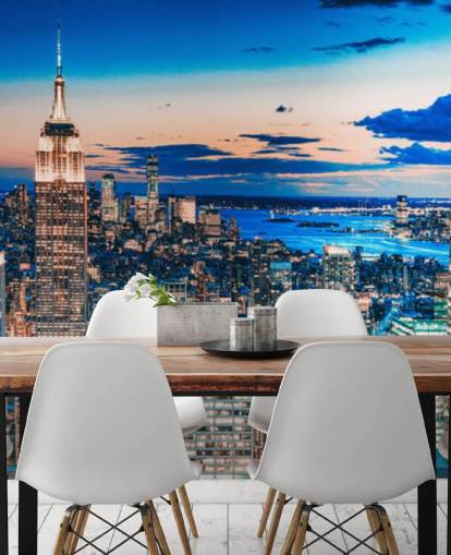 New York Rose Gold and Blue Tints Wallpaper