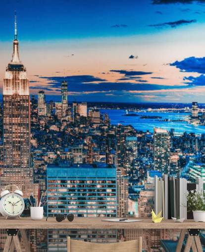 New York Rose gouden en blauwe tinten behang New York Rose gouden en blauwe tinten behang