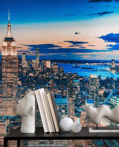 New York Rose Gold and Blue Tints Wallpaper