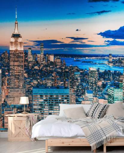 New York Rose Gold and Blue Tints Wallpaper