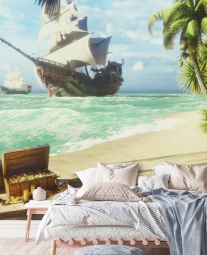 treasure chest on beach wallpaper treasure chest on beach wallpaper