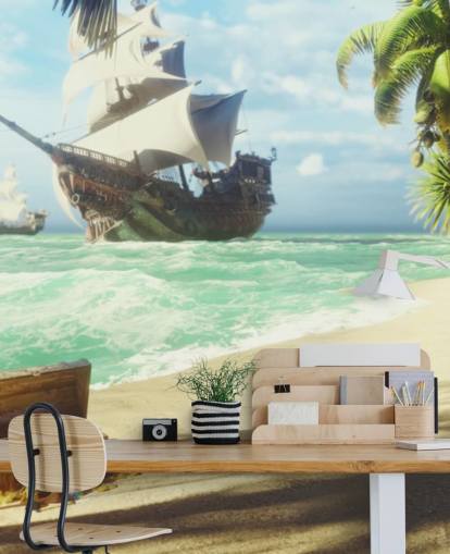 treasure chest on beach wallpaper