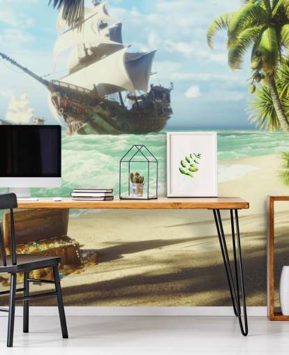 treasure chest on beach wallpaper