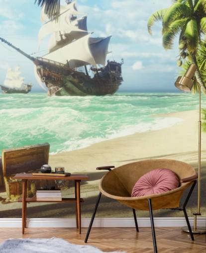 treasure chest on beach wallpaper treasure chest on beach wallpaper