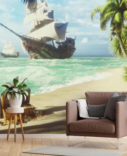 treasure chest on beach wallpaper treasure chest on beach wallpaper