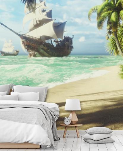 treasure chest on beach wallpaper