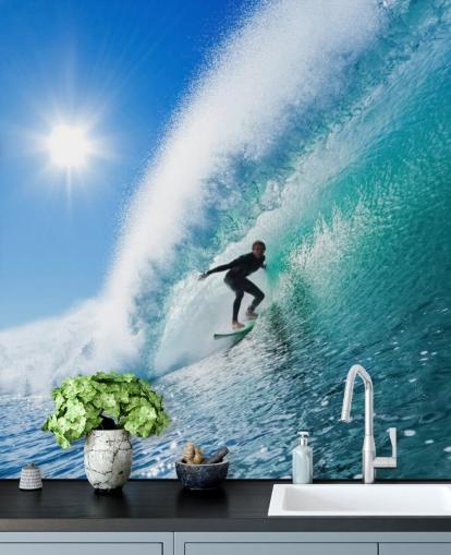 Blå vågor Surf Bakgrund Blå vågor Surf Bakgrund