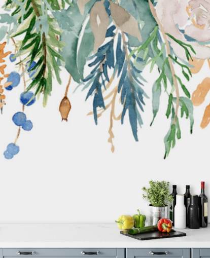 Korall och blå Hängande Blommor Blommig Bakgrund