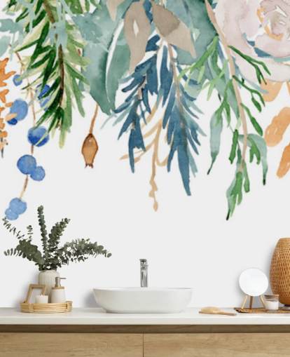 Koral og blå Hængende Blomster Floral Baggrund