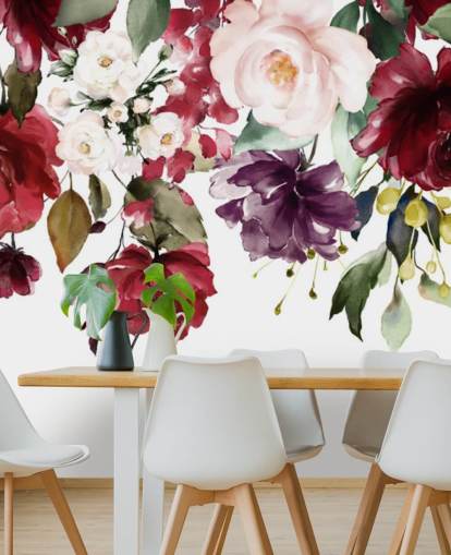 rødbrun floral tapet kalt Flower Chandelier for soverom, stuer og spiserom rødbrun floral tapet kalt Flower Chandelier for soverom, stuer og spiserom