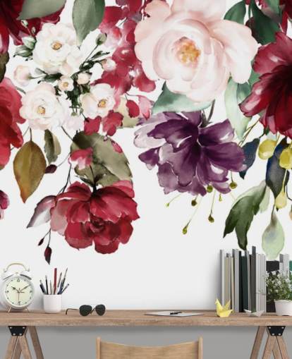 papier peint floral marron appelé Flower Chandelier pour les chambres à coucher, les salons et les salles à manger