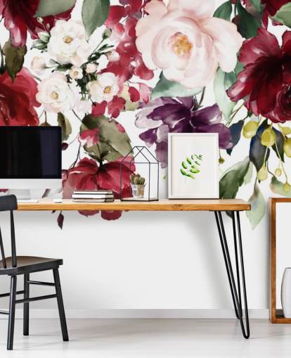 carta da parati floreale marrone chiamata Flower Chandelier per camere da letto, salotti e sale da pranzo