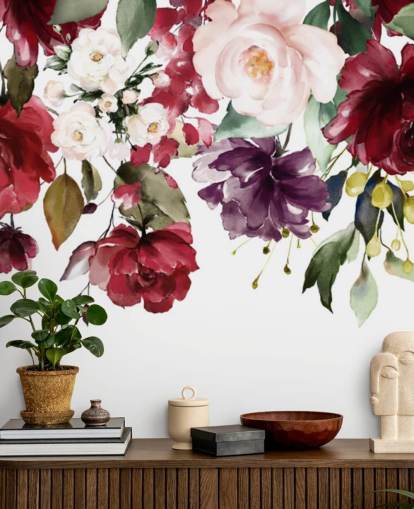 papel de parede floral marrom chamado Flower Chandelier para quartos, salas de estar e salas de jantar