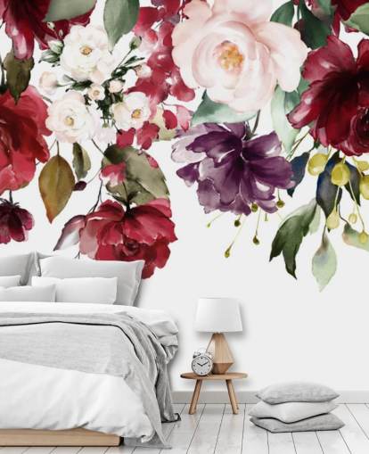 rødbrun floral tapet kalt Flower Chandelier for soverom, stuer og spiserom