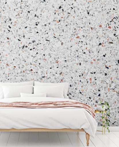 Speckled Grey and Black and Terracotta Terrazzo Wallpaper