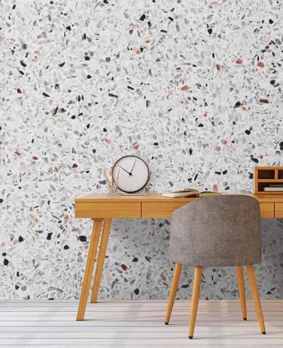 Speckled Grey and Black and Terracotta Terrazzo Wallpaper Speckled Grey and Black and Terracotta Terrazzo Wallpaper