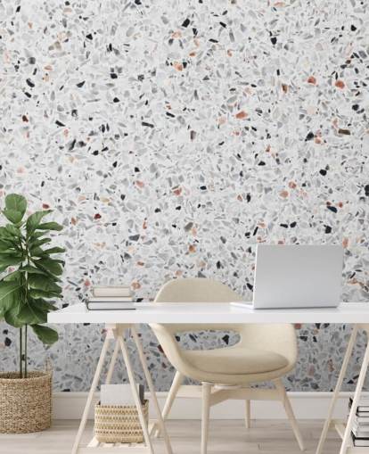 Speckled Grey and Black and Terracotta Terrazzo Wallpaper