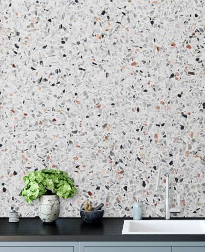 Speckled Grey and Black and Terracotta Terrazzo Wallpaper Speckled Grey and Black and Terracotta Terrazzo Wallpaper
