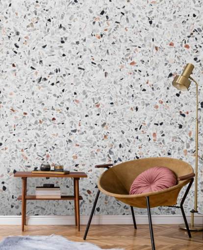 Speckled Grey and Black and Terracotta Terrazzo Wallpaper Speckled Grey and Black and Terracotta Terrazzo Wallpaper