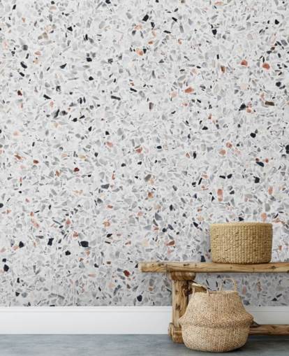 Spräcklig grå och svart och terrakotta Terrazzo Bakgrund