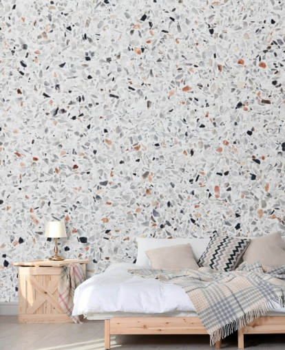 Speckled Grey and Black and Terracotta Terrazzo Wallpaper