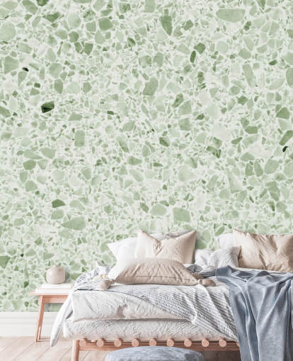 Lichtgroen Terrazzo behang Lichtgroen Terrazzo behang