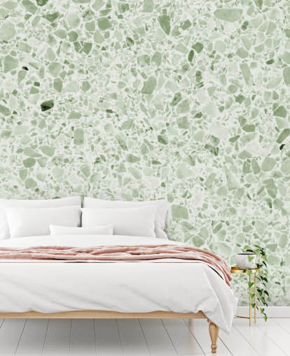 Light Green Terrazzo Wallpaper