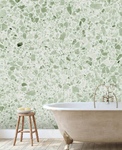 Papel pintado terrazo verde claro Papel pintado terrazo verde claro