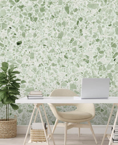 Lichtgroen Terrazzo behang Lichtgroen Terrazzo behang