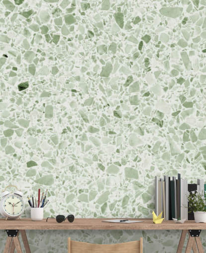 Light Green Terrazzo Wallpaper