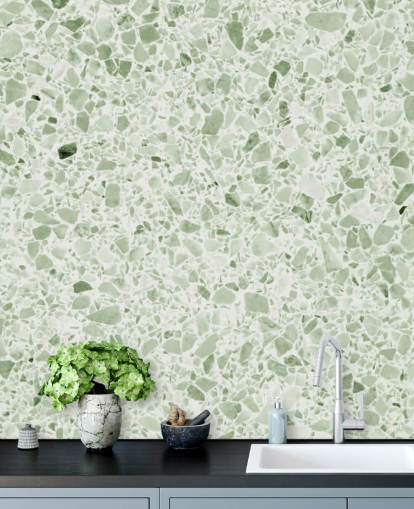 Hellgrüne Terrazzo-Tapete Hellgrüne Terrazzo-Tapete