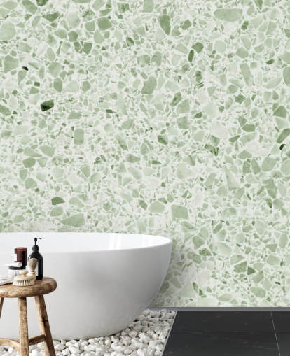 Papier Peint Terrazzo Vert Clair