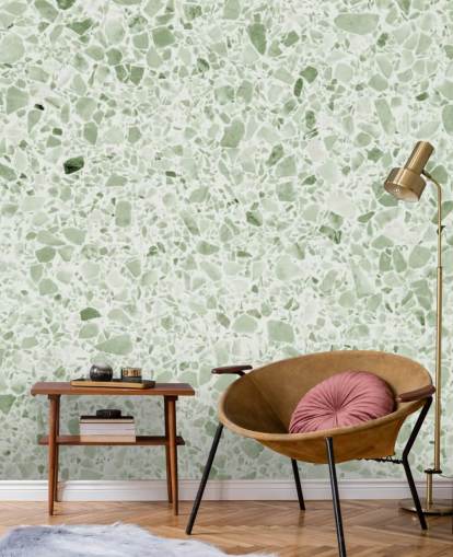 Papel pintado terrazo verde claro