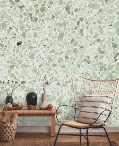 Carta da parati terrazzo verde chiaro Carta da parati terrazzo verde chiaro