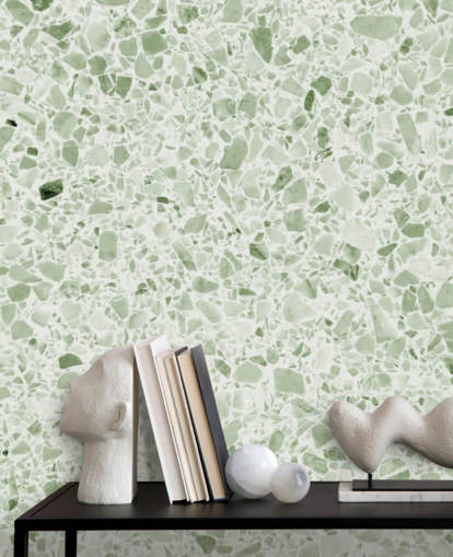 Hellgrüne Terrazzo-Tapete Hellgrüne Terrazzo-Tapete