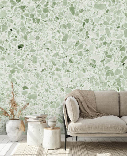 Light Green Terrazzo Wallpaper