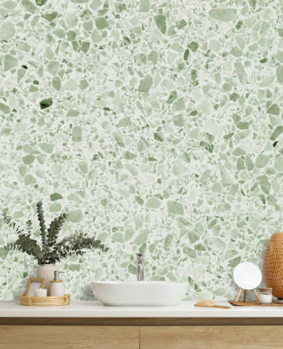 Papel de parede verde claro Terrazzo Papel de parede verde claro Terrazzo