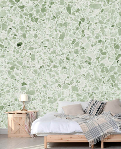 Papel de parede verde claro Terrazzo