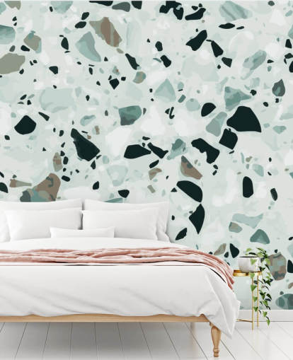 Black and Grey Terrazzo Wallpaper