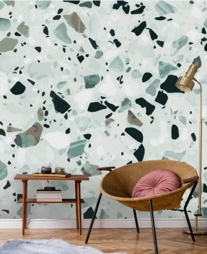 Carta da parati terrazzo nera e grigia Carta da parati terrazzo nera e grigia