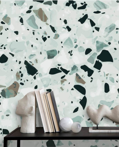 Black and Grey Terrazzo Wallpaper