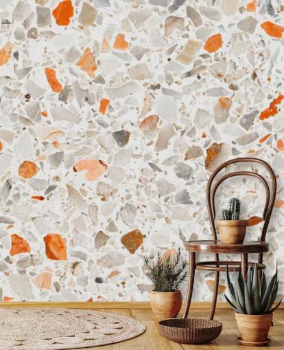 Levende Orange og Grå Terrazzo Baggrund