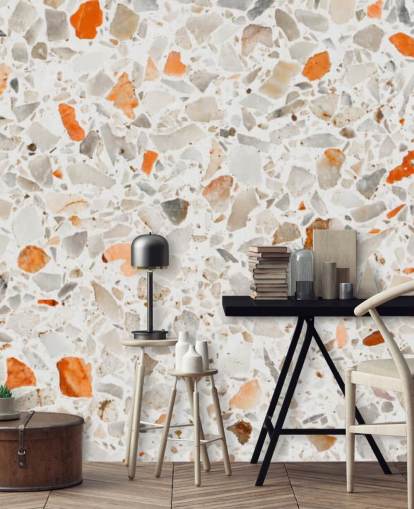 Elinvoimainen oranssi ja harmaa Terrazzo Taustakuva